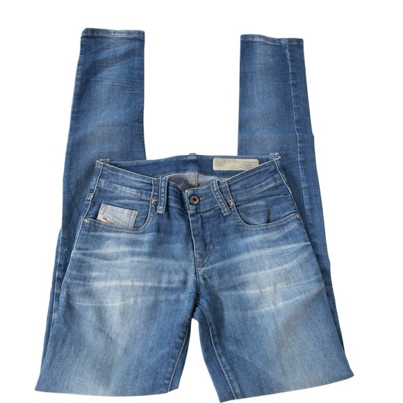 Diesel Super Slim Skinny Low Waist W 23 L 32 Faded Denim Biker Tall Grupee - Picture 4 of 14